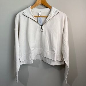 Ideology ID Ivory Long Sleeve Women's 1/4 Zip Cropped Pullover Size Large